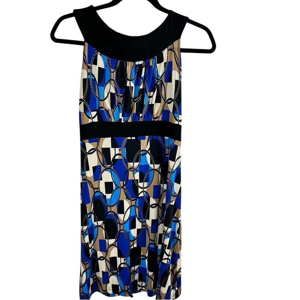 Fave Geometric Print Sleeveless Empire‎ Waist Midi Dress Women's Size S